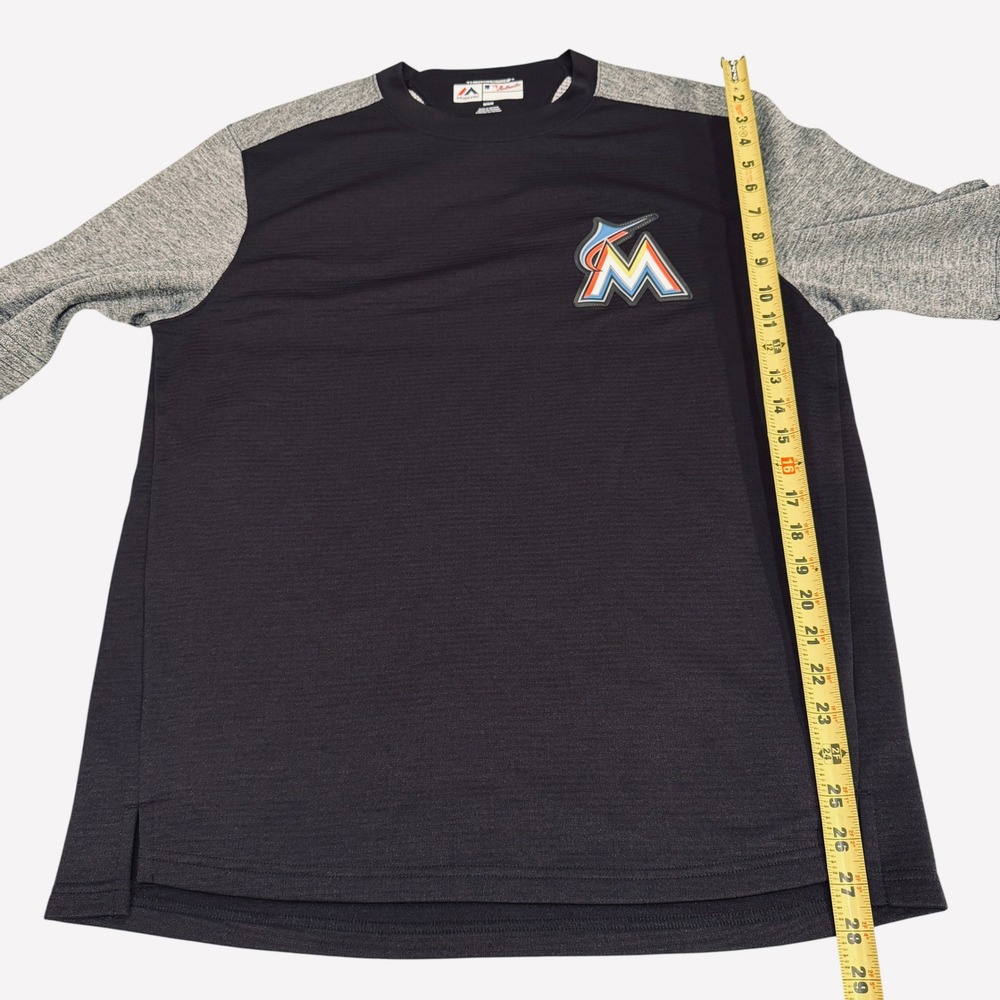 Majestic Miami Marlins Therma Base Authentic Crewneck Pullover Mens Medium Shirt - Picture 7 of 9